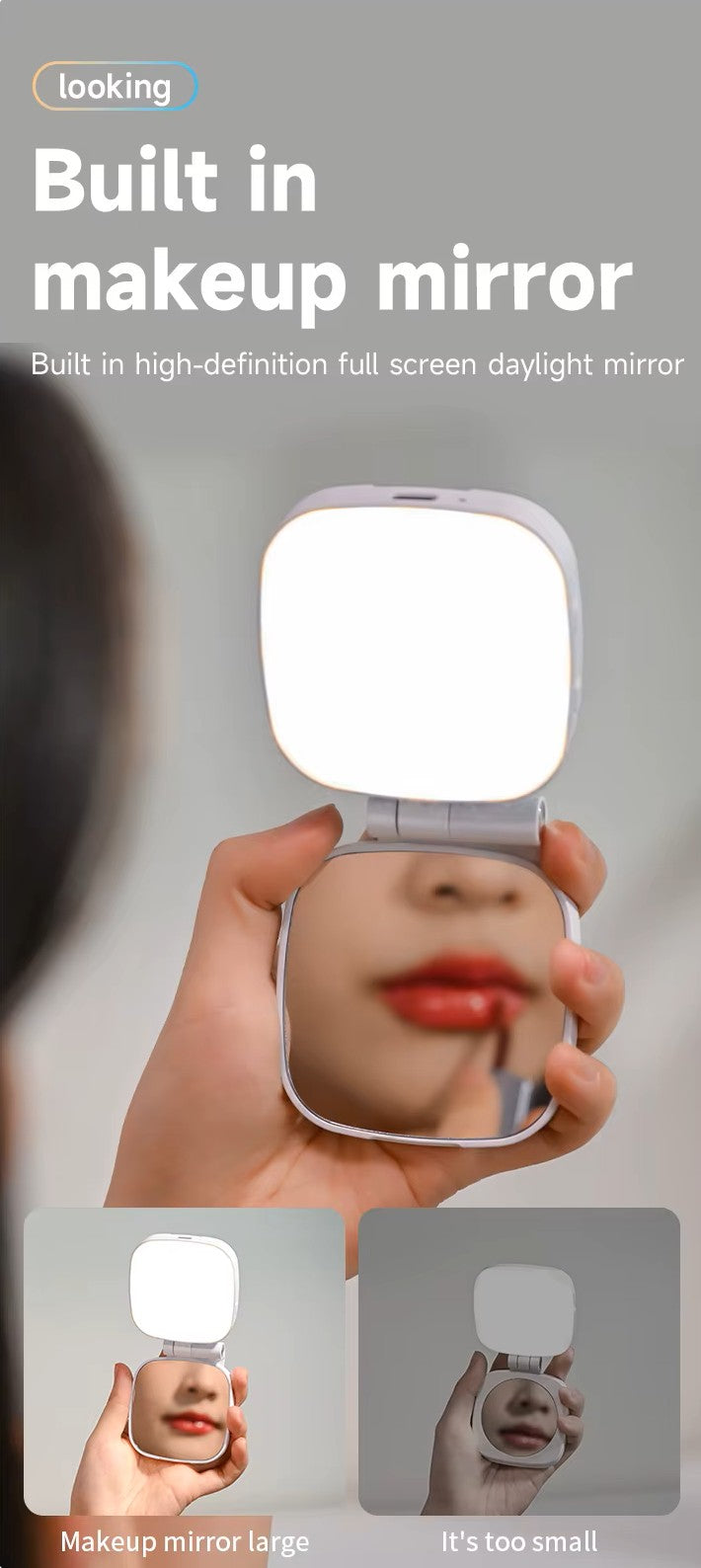 LED Magnetic Mirror Phone Holder