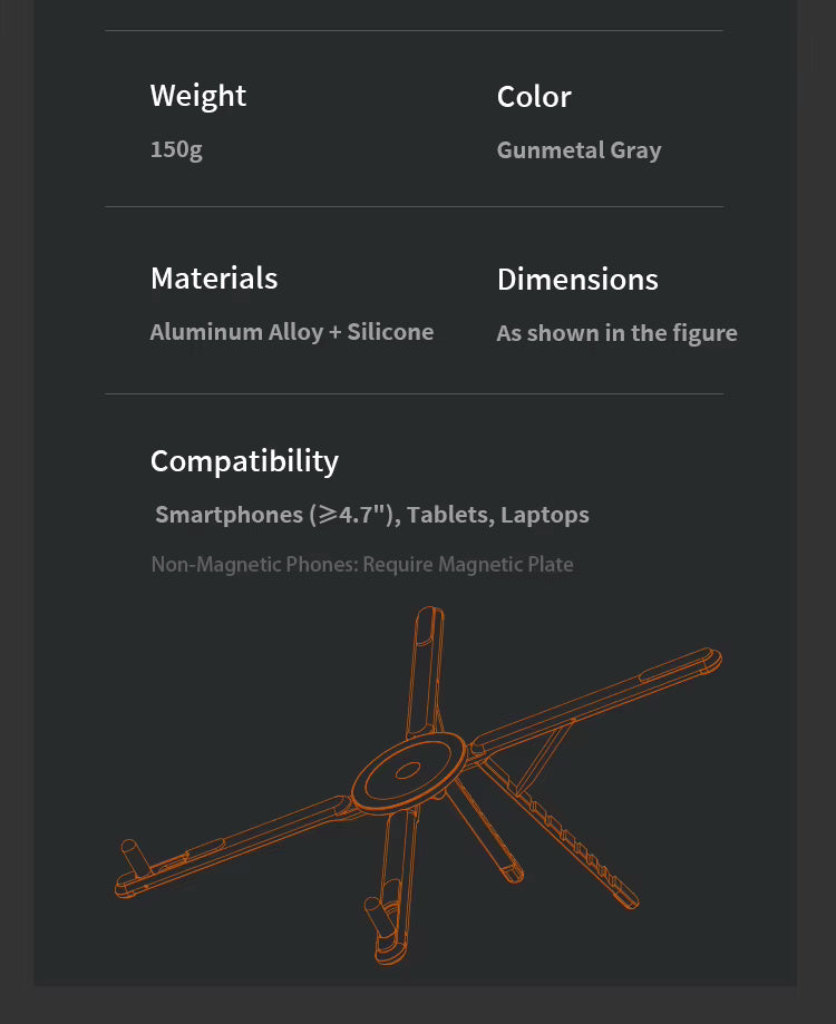 High Quality Foldable Laptop & Phone Magnetic Stand